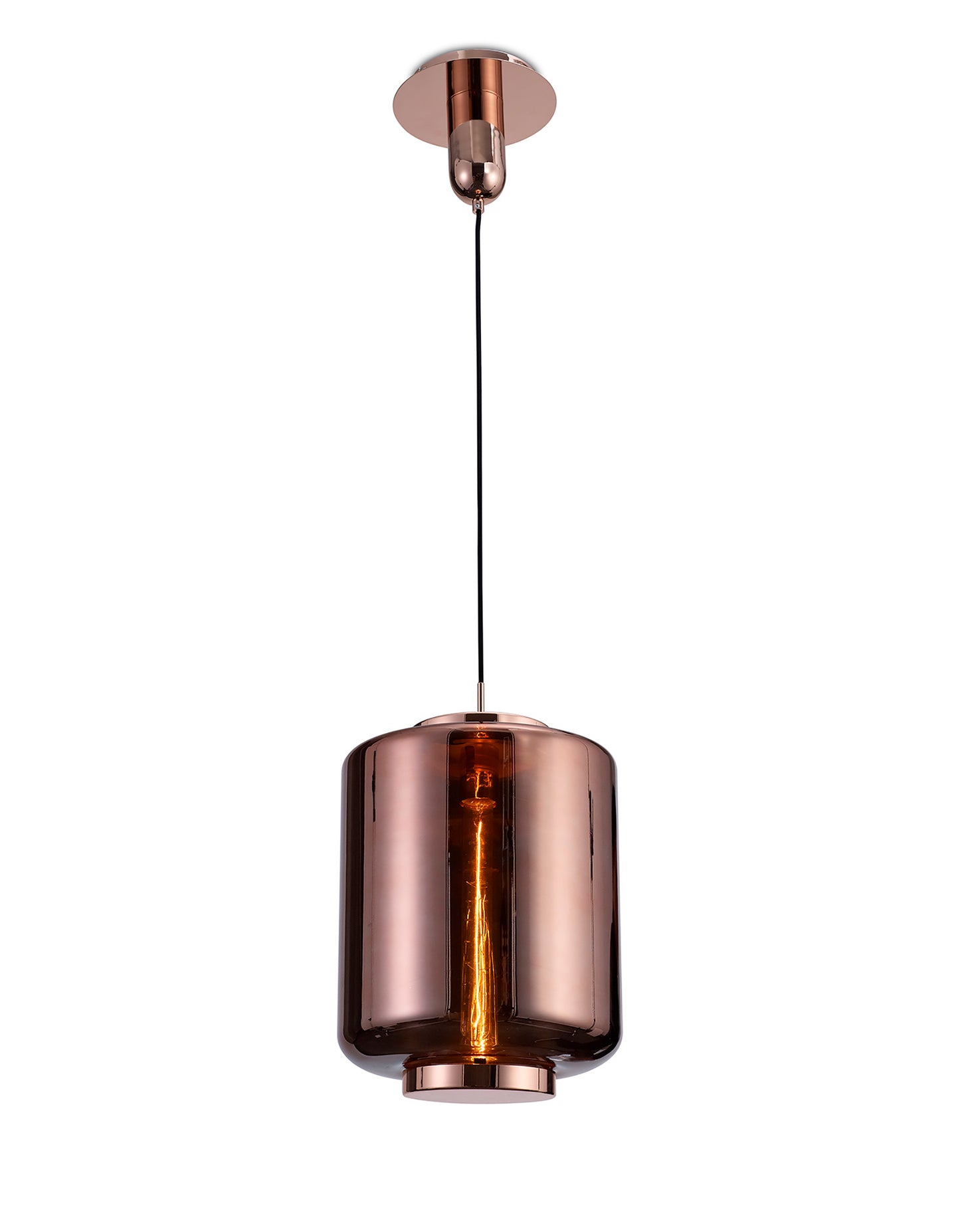 Jarras Pendant 30cm Round, 1 x E27 (Max 40W), Copper / Rose Gold Glass by Mantra