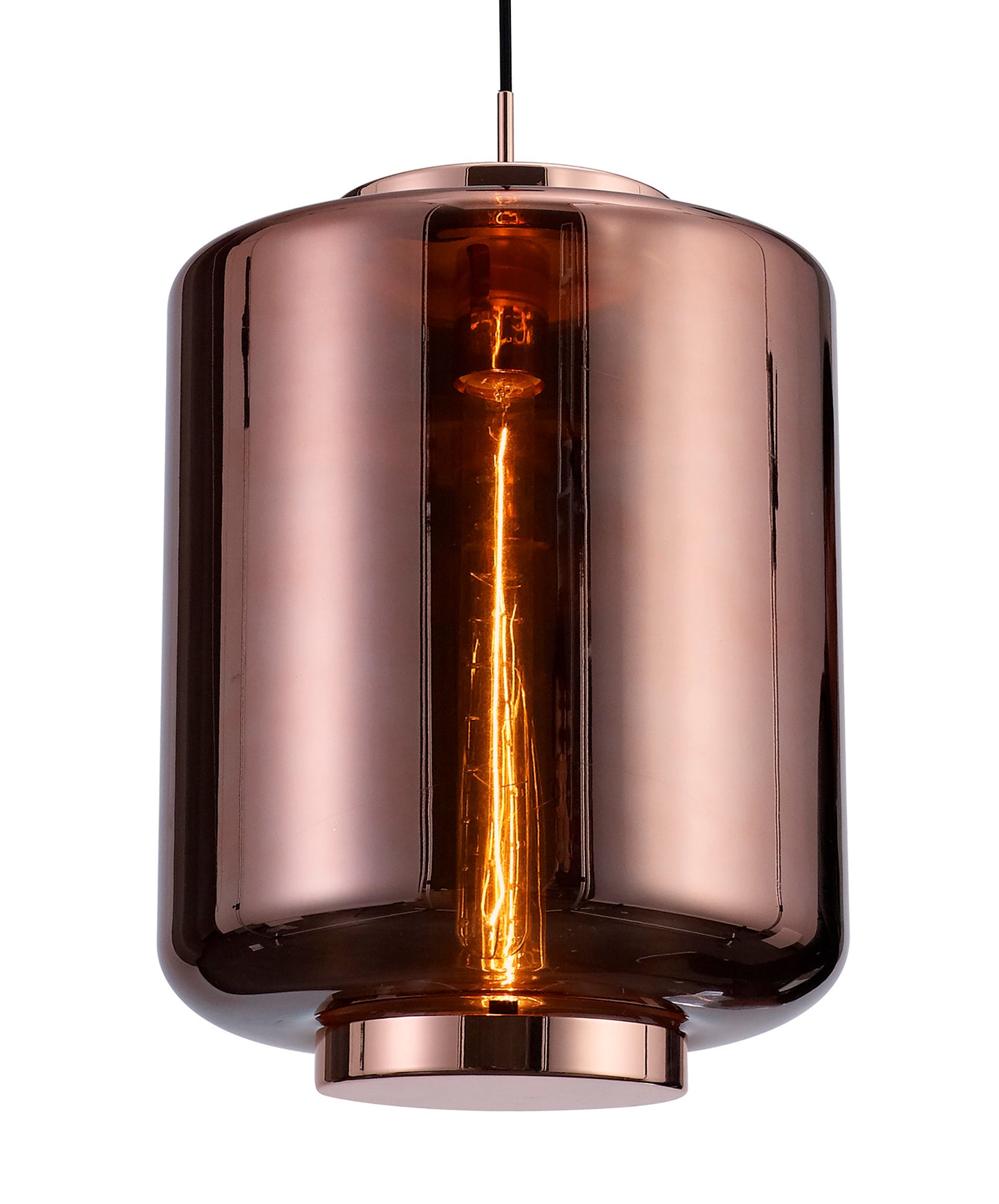 Jarras Pendant 30cm Round, 1 x E27 (Max 40W), Copper / Rose Gold Glass by Mantra