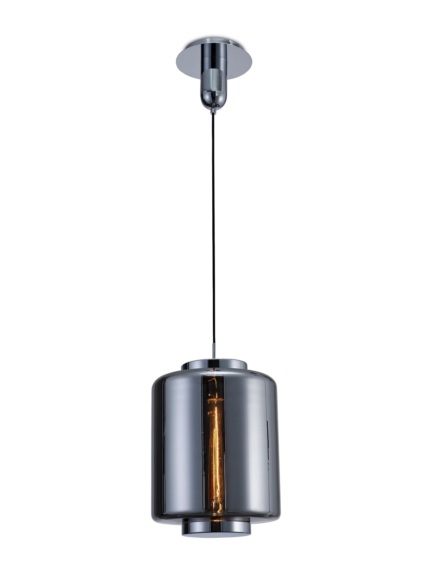 Jarras Pendant 30cm Round, 1 x E27 (Max 40W), Chrome / Ash Grey Glass by Mantra