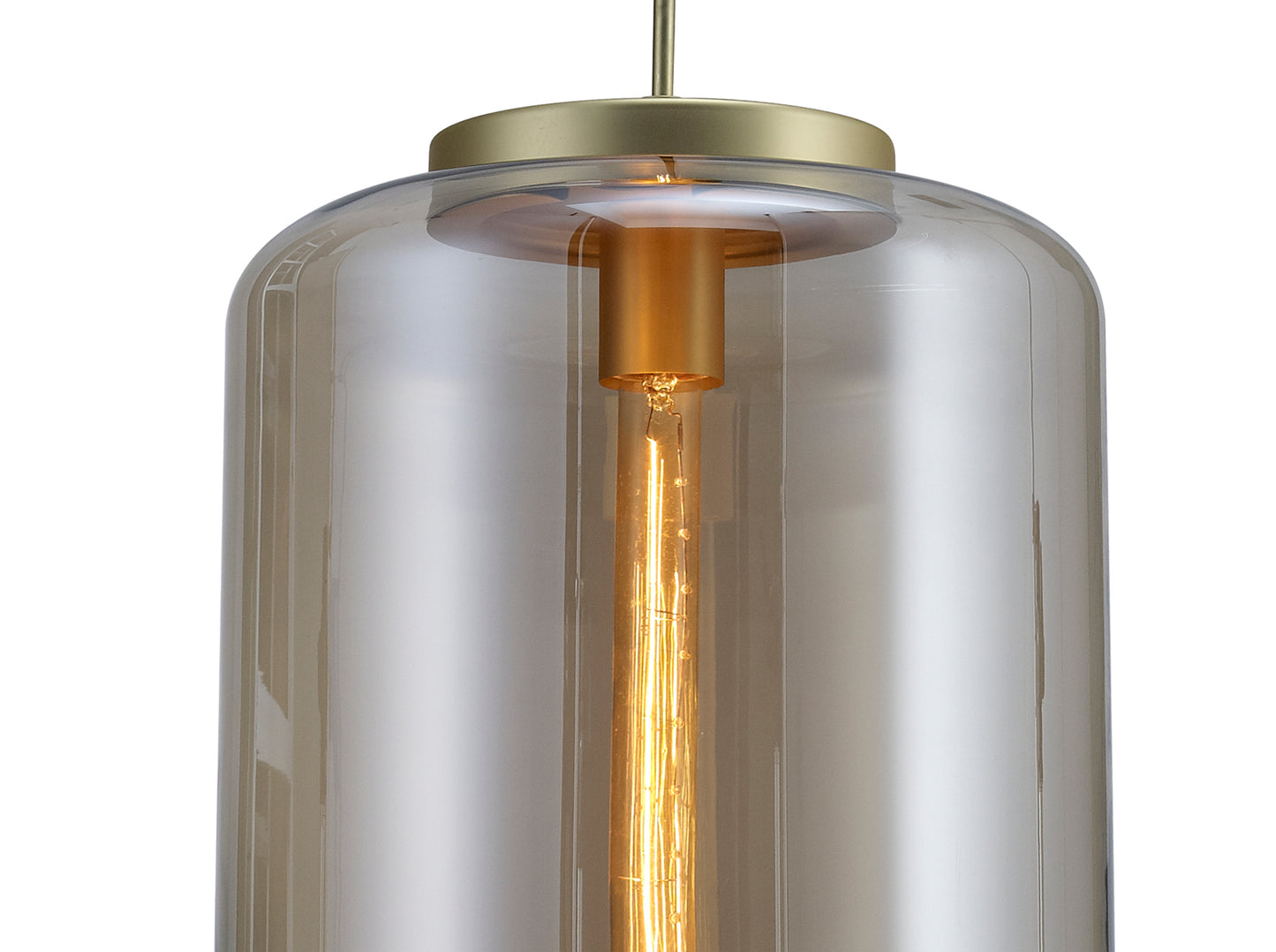 Jarras Pendant 30cm Round, 1 x E27 (Max 40W), Matt Gold / Cognac Glass by Mantra