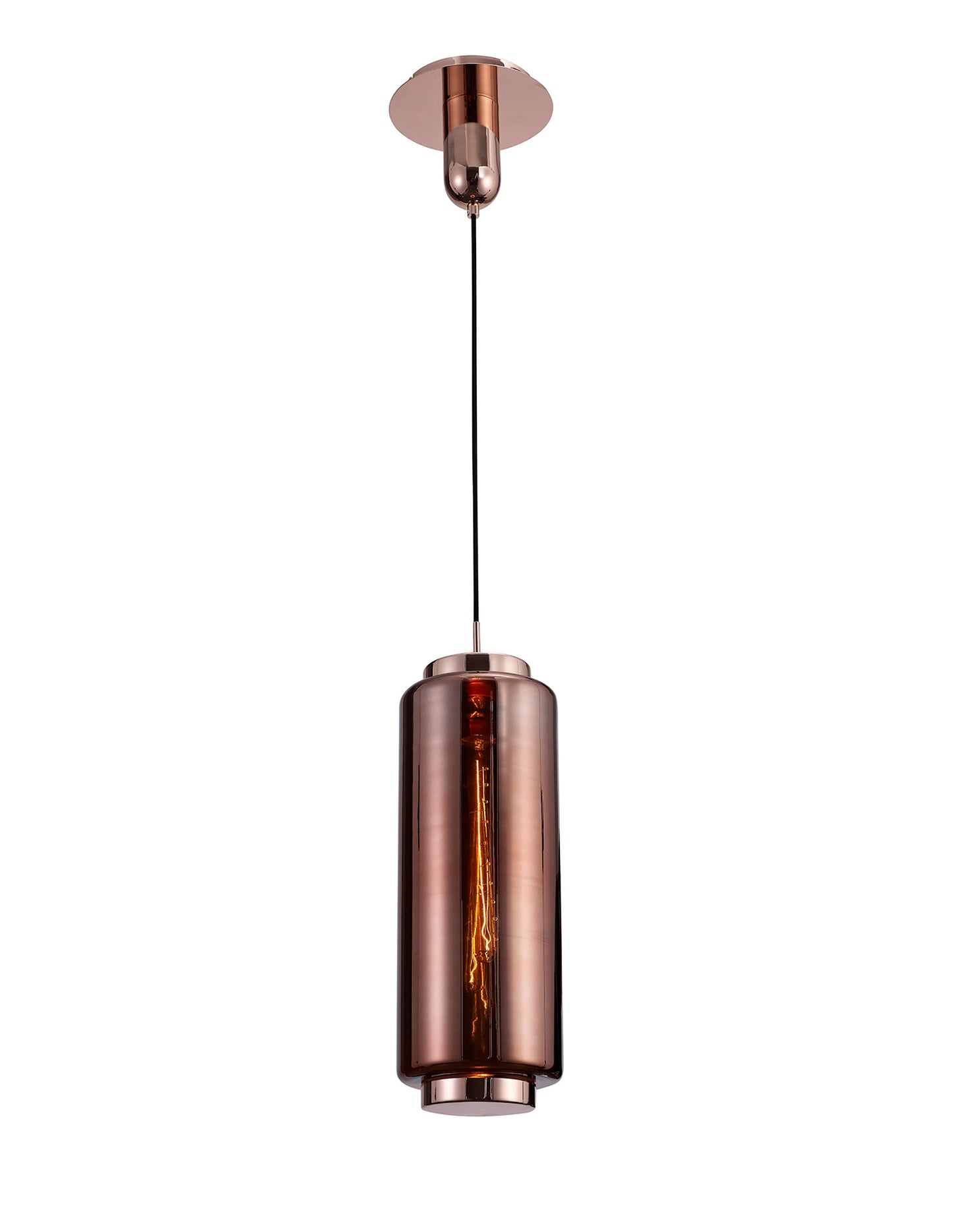 Jarras Pendant 20cm Round, 1 x E27 (Max 40W), Copper/Rose Gold Glass by Mantra