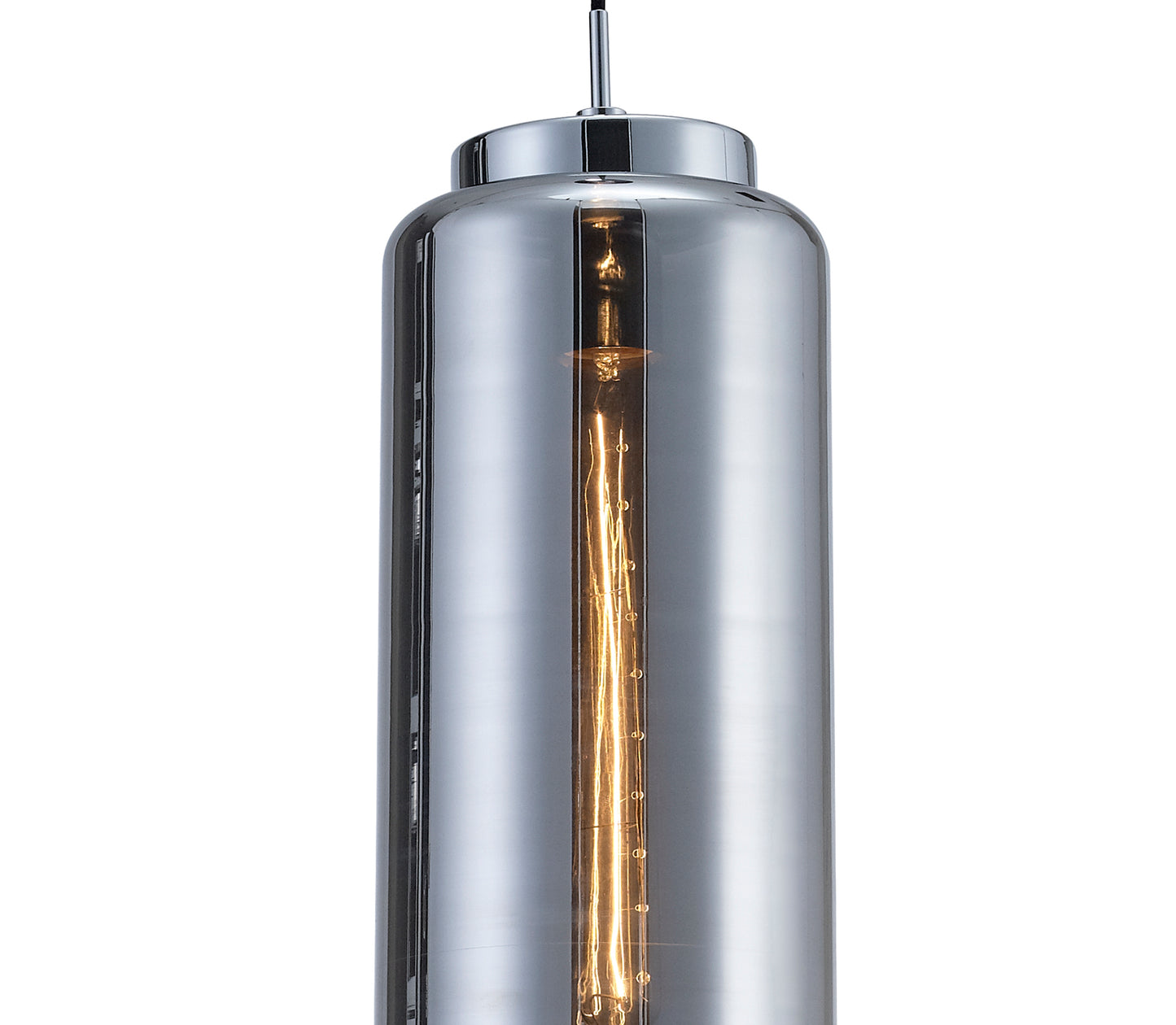 Jarras Pendant 20cm Round, 1 x E27 (Max 40W), Chrome/Ash Grey Glass, 1 Year Warranty by Mantra