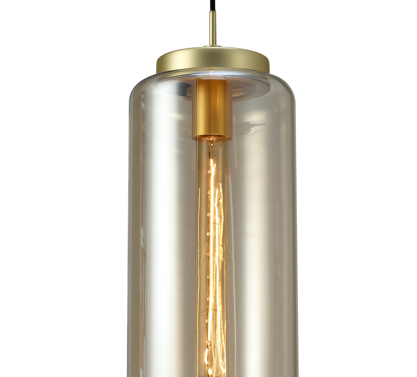 Jarras Pendant 20cm Round, 1 x E27 (Max 40W), Matt Gold/Cognac Glass, 1 Year Warranty by Mantra