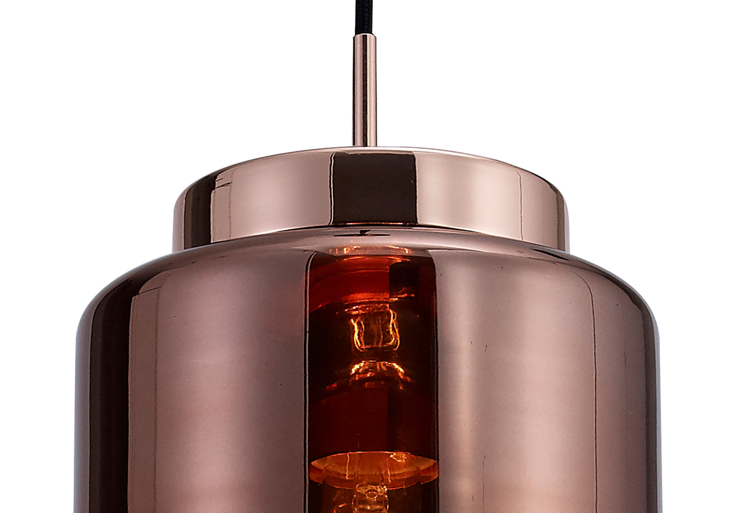 Jarras Pendant 20cm Round, 1 x E27 (Max 40W), Copper/Rose Gold Glass, 1 Year Warranty by Mantra