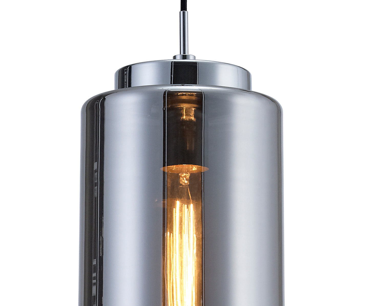 Jarras Pendant 20cm Round, 1 x E27 (Max 40W), Chrome/Ash Grey Glass by Mantra