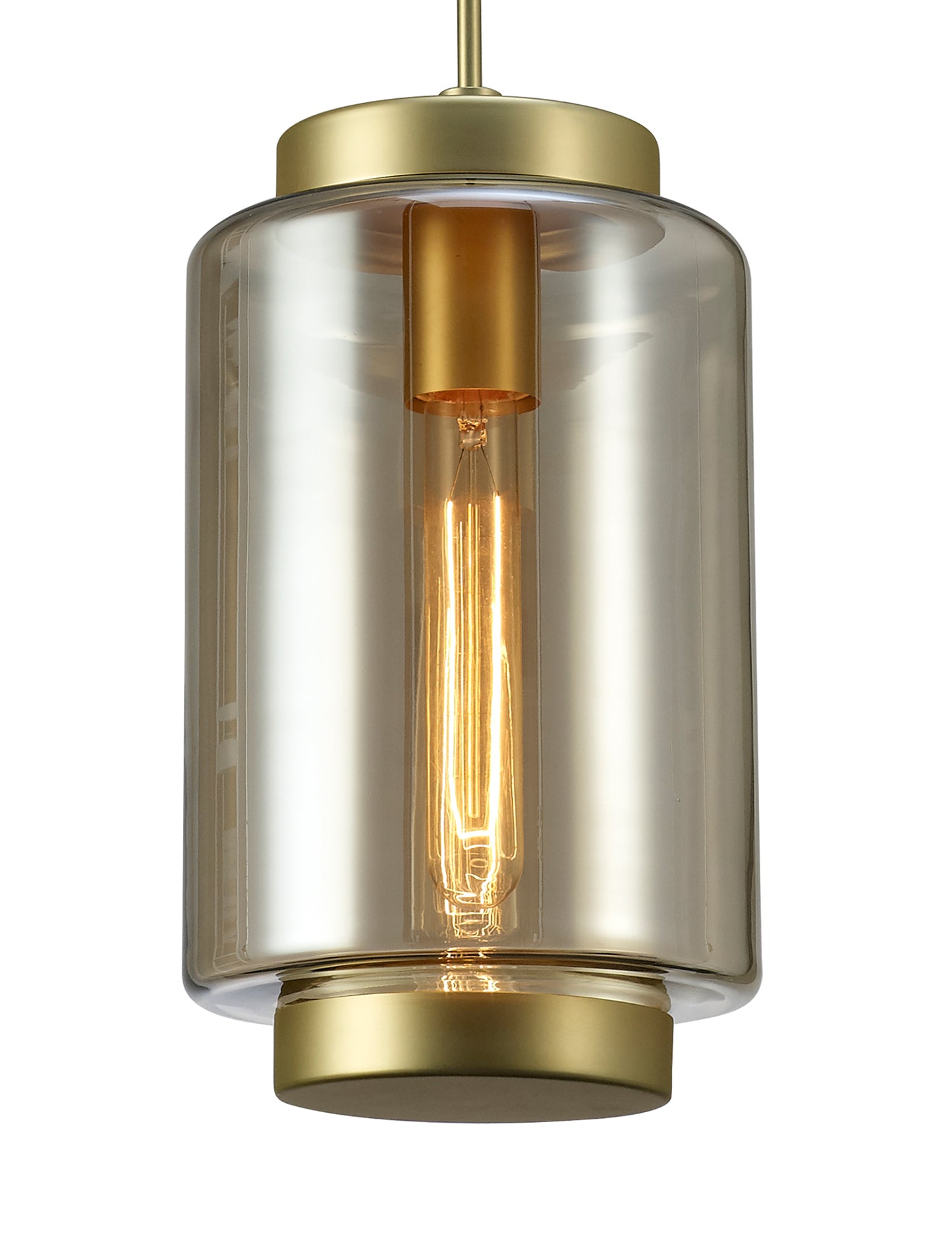 Jarras Pendant 20cm Round, 1 x E27 (Max 40W), Matt Gold/Cognac Glass by Mantra