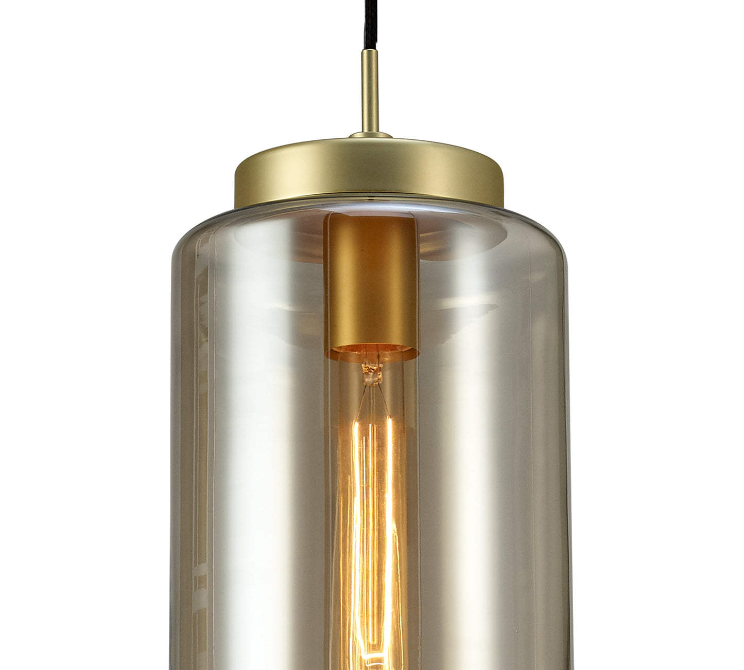 Jarras Pendant 20cm Round, 1 x E27 (Max 40W), Matt Gold/Cognac Glass by Mantra