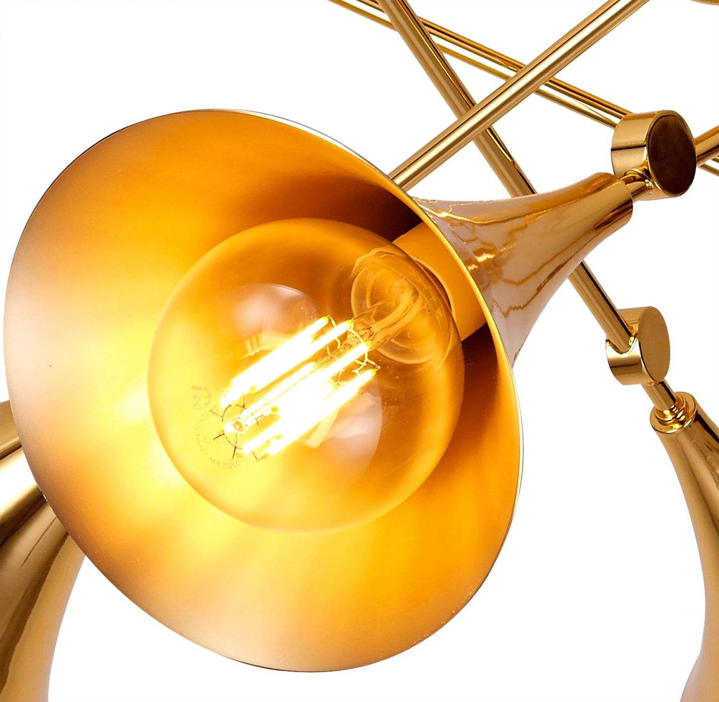 Jazz Ceiling, 76cm Round, 5 x E27 (Max 20W), Polished Gold by Mantra
