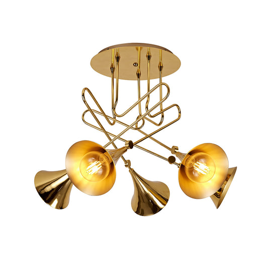 Jazz Ceiling, 76cm Round, 5 x E27 (Max 20W), Polished Gold by Mantra