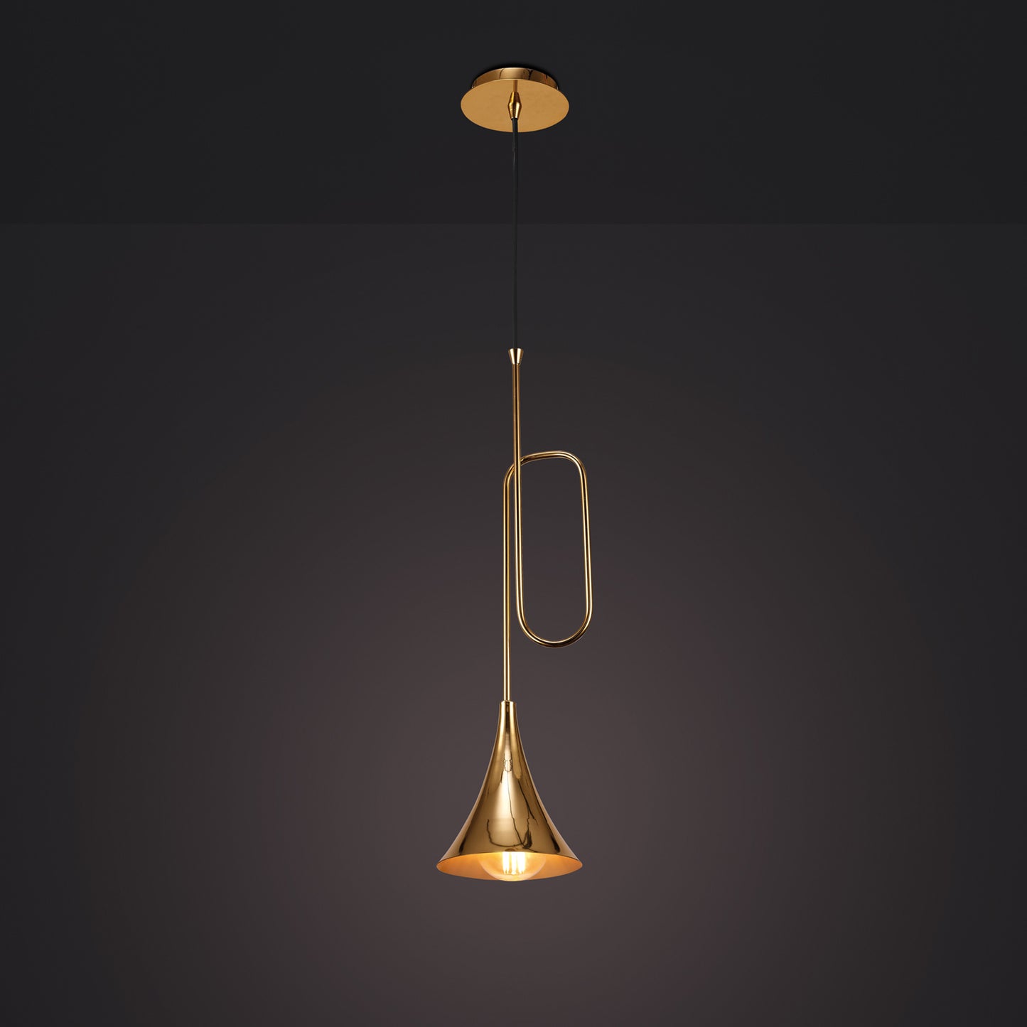 Jazz Pendant, 1 x E27 (Max 20W), Polished Gold, 1 Year Warranty by Mantra