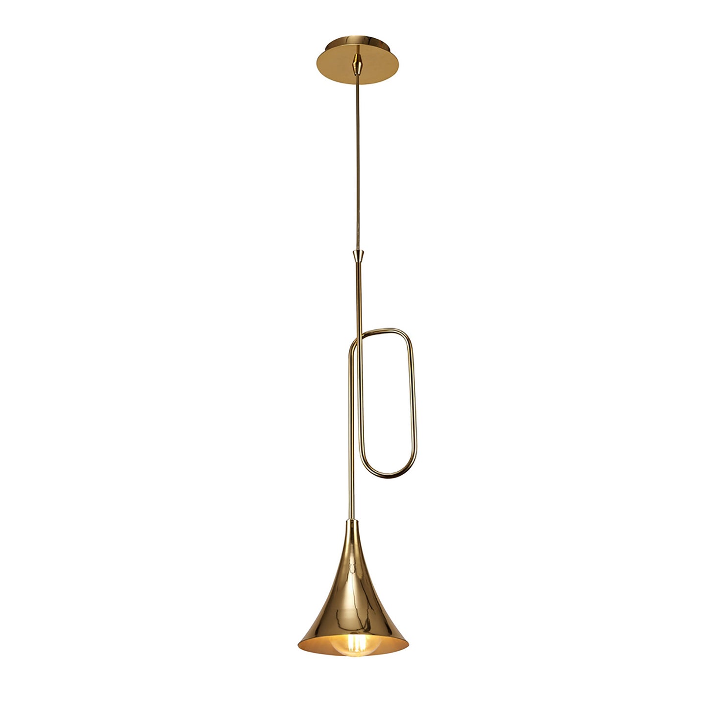 Jazz Pendant, 1 x E27 (Max 20W), Polished Gold, 1 Year Warranty by Mantra