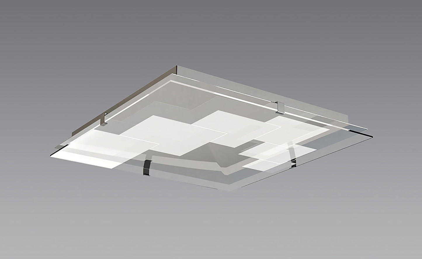 Jersey Ceiling 20W LED Square 3000K, 1800lm, Polished Chrome/Opal White Glass, 3yrs Warranty by Mantra