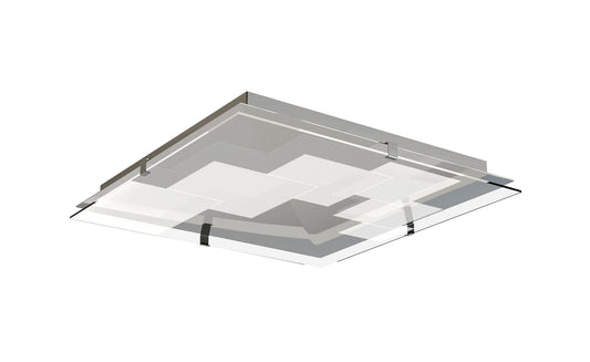 Jersey Ceiling 20W LED Square 3000K, 1800lm, Polished Chrome/Opal White Glass, 3yrs Warranty by Mantra