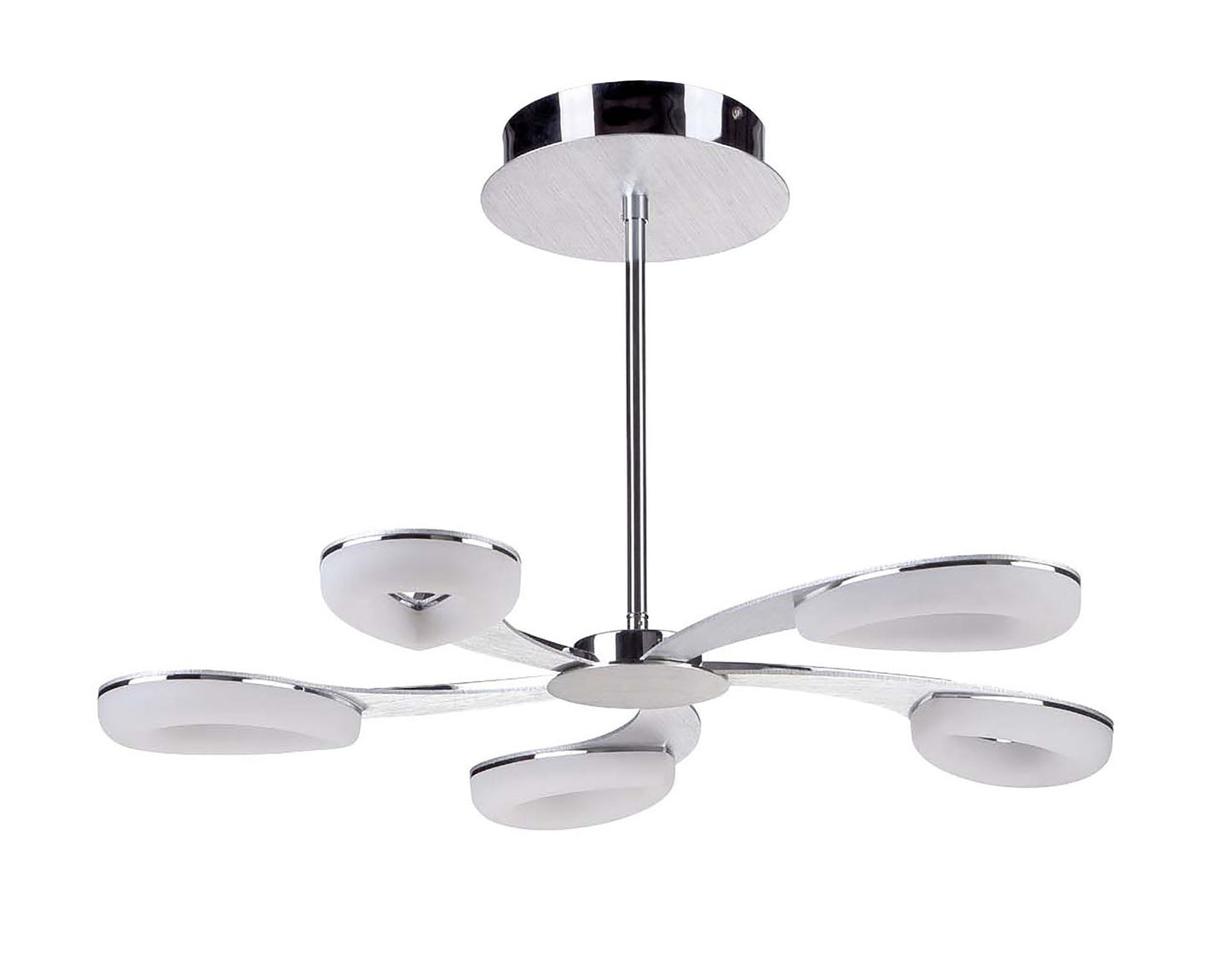 Juno Telescopic 5 Light 30W LED 3000K, 2700lm, Satin Aluminium/Frosted Acrylic/Polished Chrome, 3yrs Warranty by Mantra