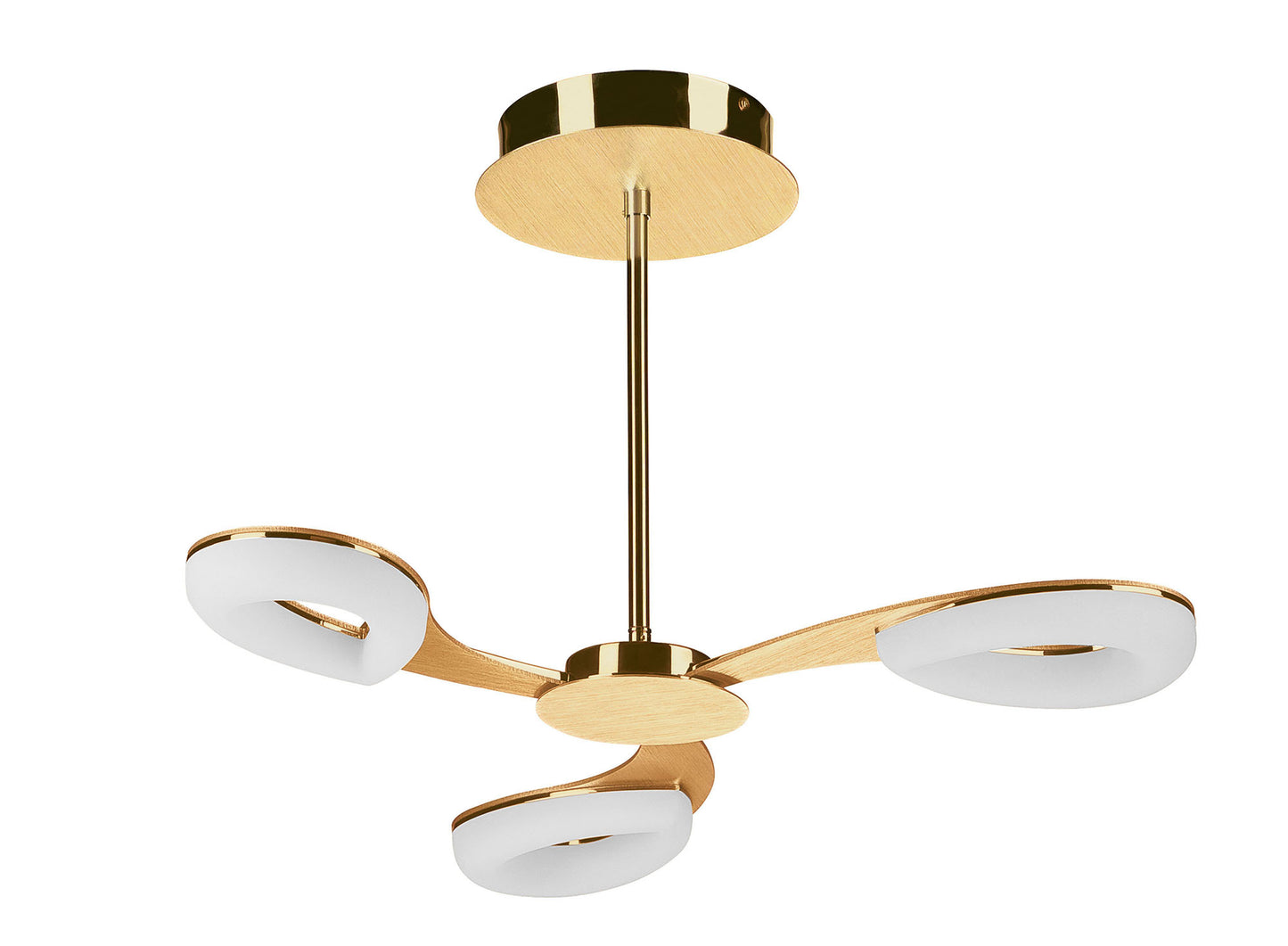 Juno Telescopic Convertible To Semi Flush 3 Light 15W LED 3000K, 1350lm, Satin Gold/Frosted Acrylic/Gold, 3yrs Warranty by Mantra