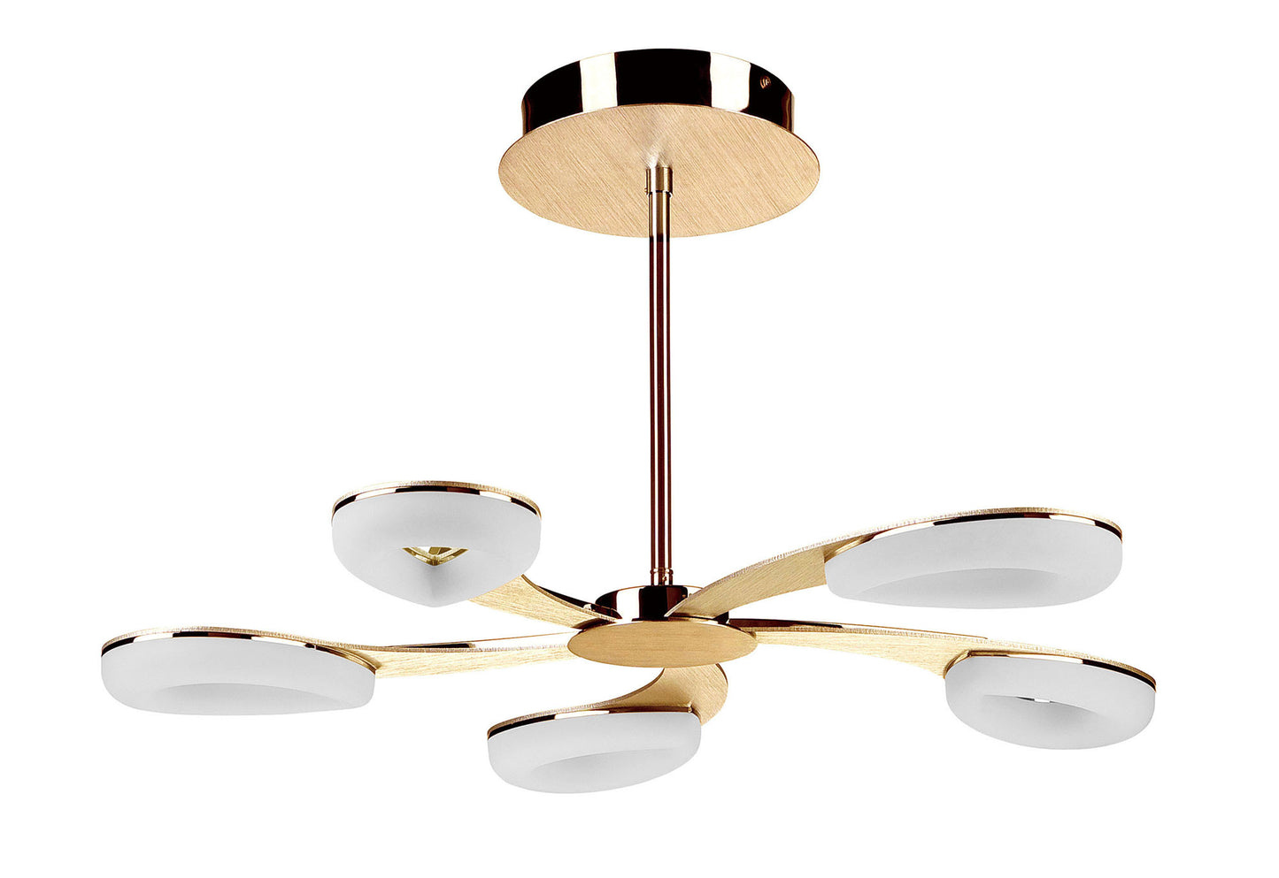 Juno Telescopic 5 Light 30W LED 3000K, 2700lm, Satin Gold/Frosted Acrylic/Gold, 3yrs Warranty by Mantra