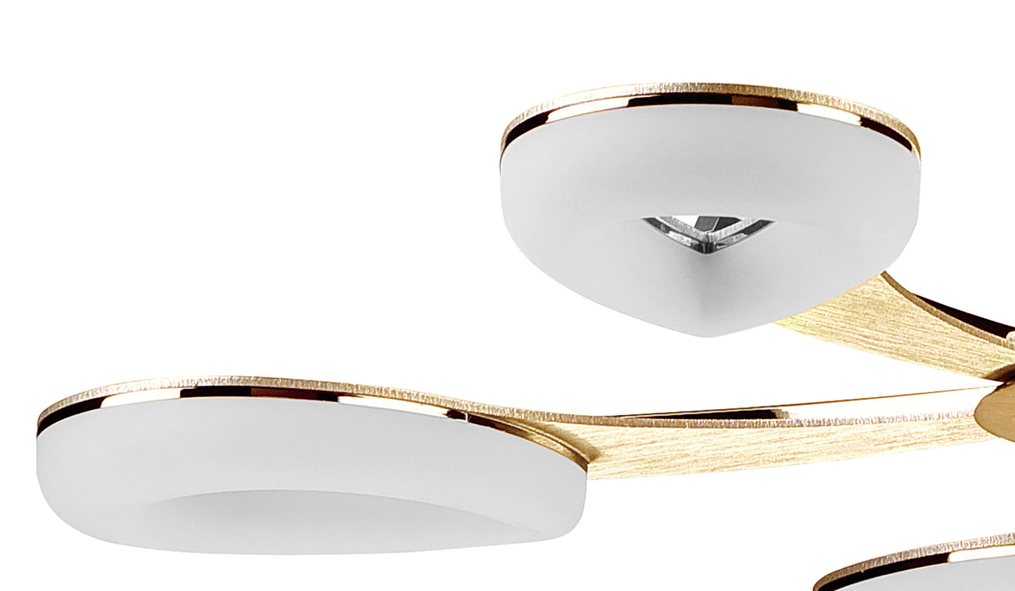 Juno Telescopic 5 Light 30W LED 3000K, 2700lm, Satin Gold/Frosted Acrylic/Gold, 3yrs Warranty by Mantra