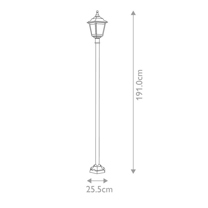 Kerry 1 Light Lamp Post - Black