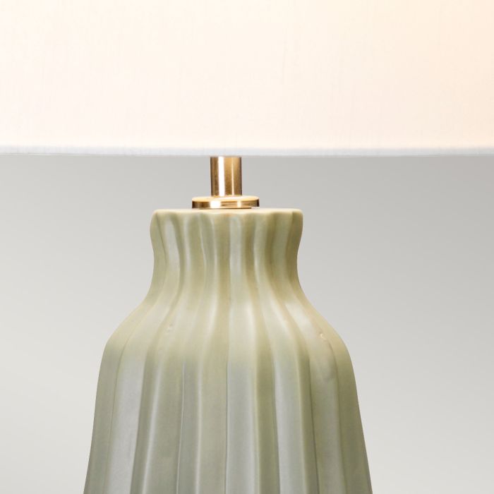 Kew 1 Light Table Lamp - Sage Green with White Shade
