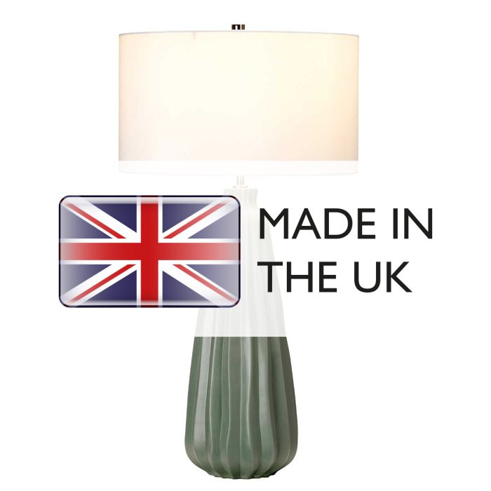 Kew 1 Light Table Lamp - Sage Green with White Shade