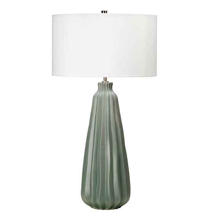 Kew 1 Light Table Lamp - Sage Green with White Shade