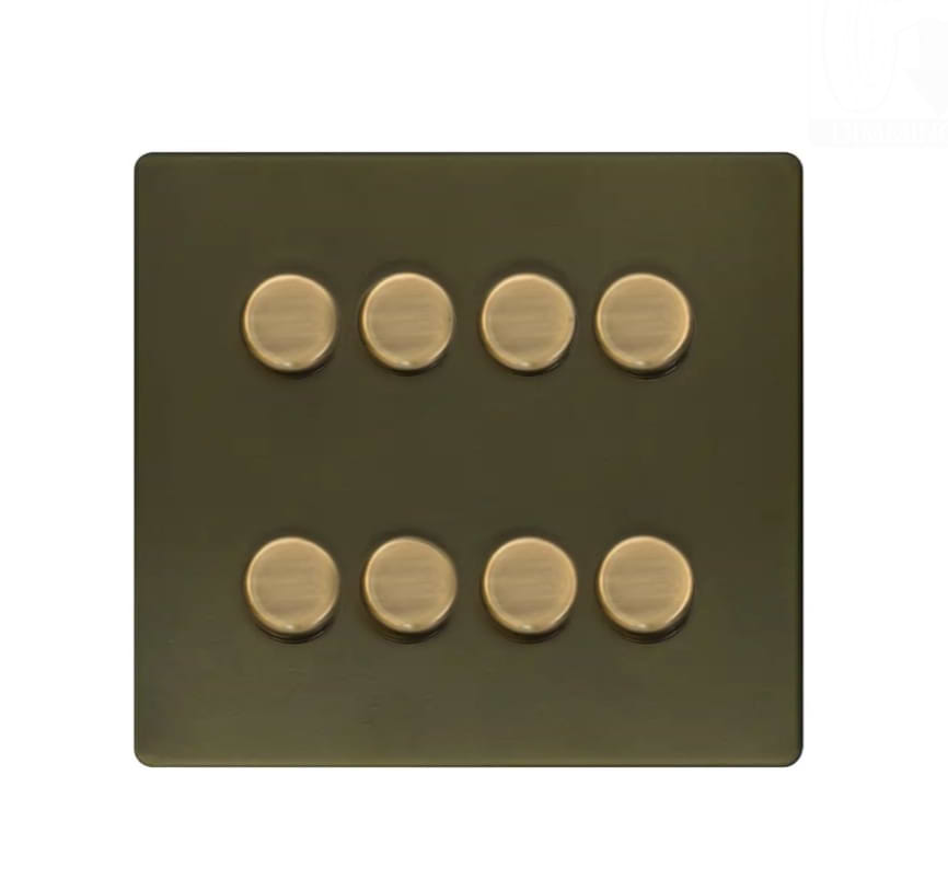 The Eton Collection Bronze 8 Gang 2 -Way Intelligent Dimmer 150W LED (300W Halogen/Incandescent)