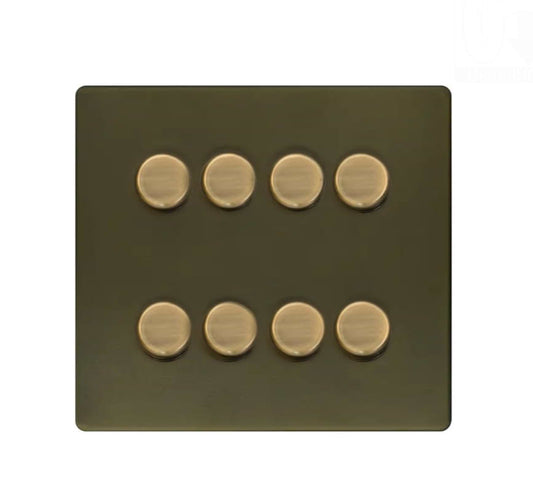 The Eton Collection Bronze 8 Gang 2 -Way Intelligent Dimmer 150W LED (300W Halogen/Incandescent)
