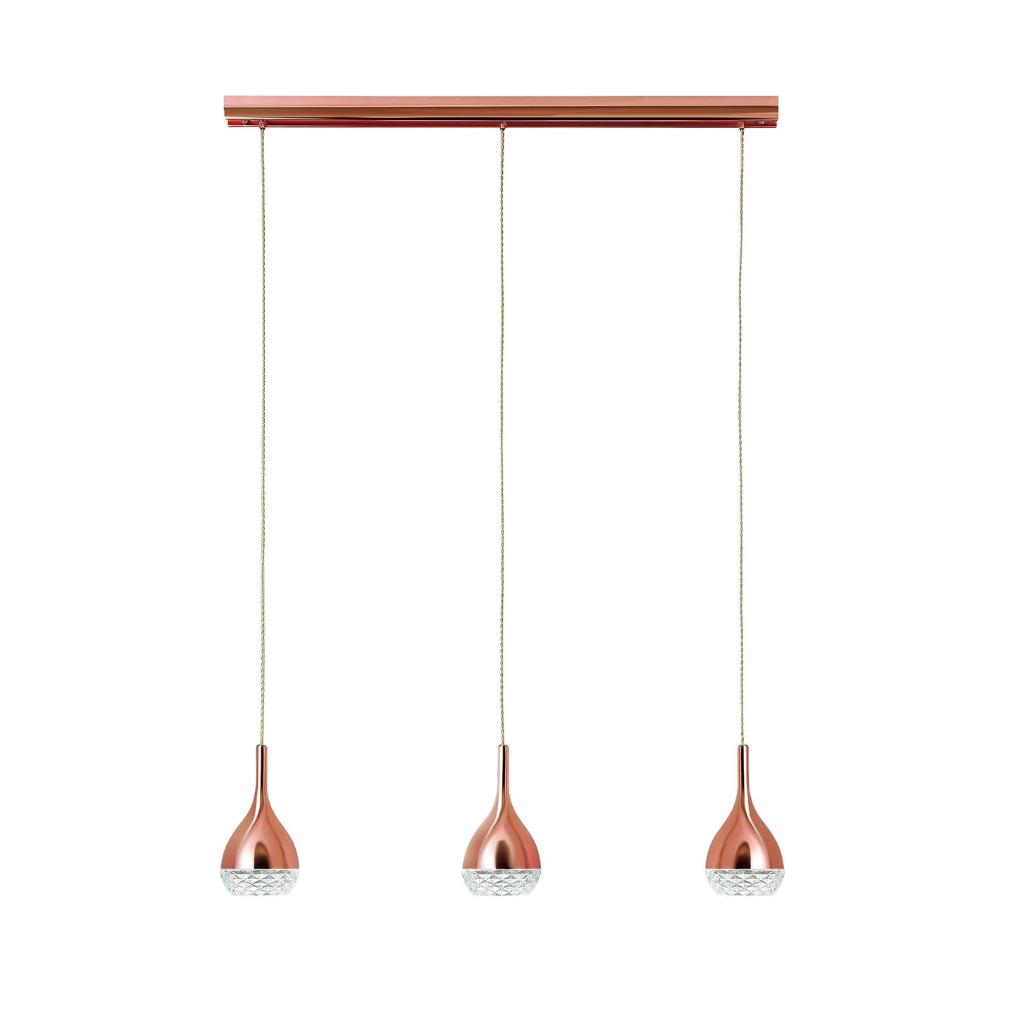 Khalifa Linear Pendant 3 Light GU10 Line Copper by Mantra