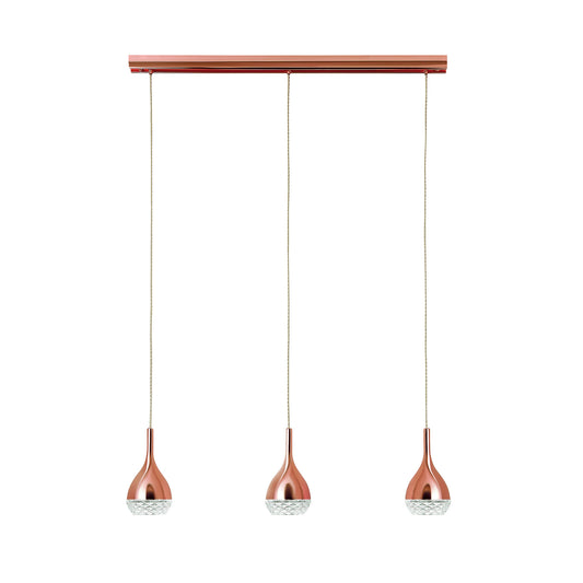 Khalifa Linear Pendant 3 Light GU10 Line Copper by Mantra