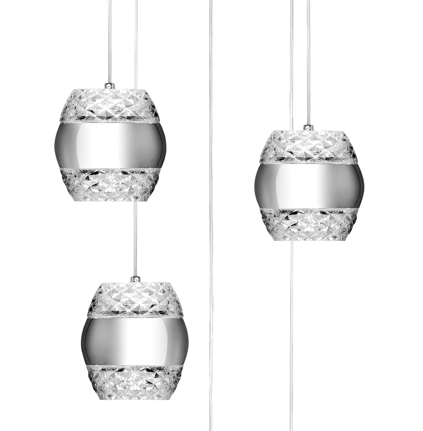 Khalifa Pendant 5 X 6W LED 3000K Line Polished Chrome / Glass, 5400lm, 3yrs Warranty by Mantra