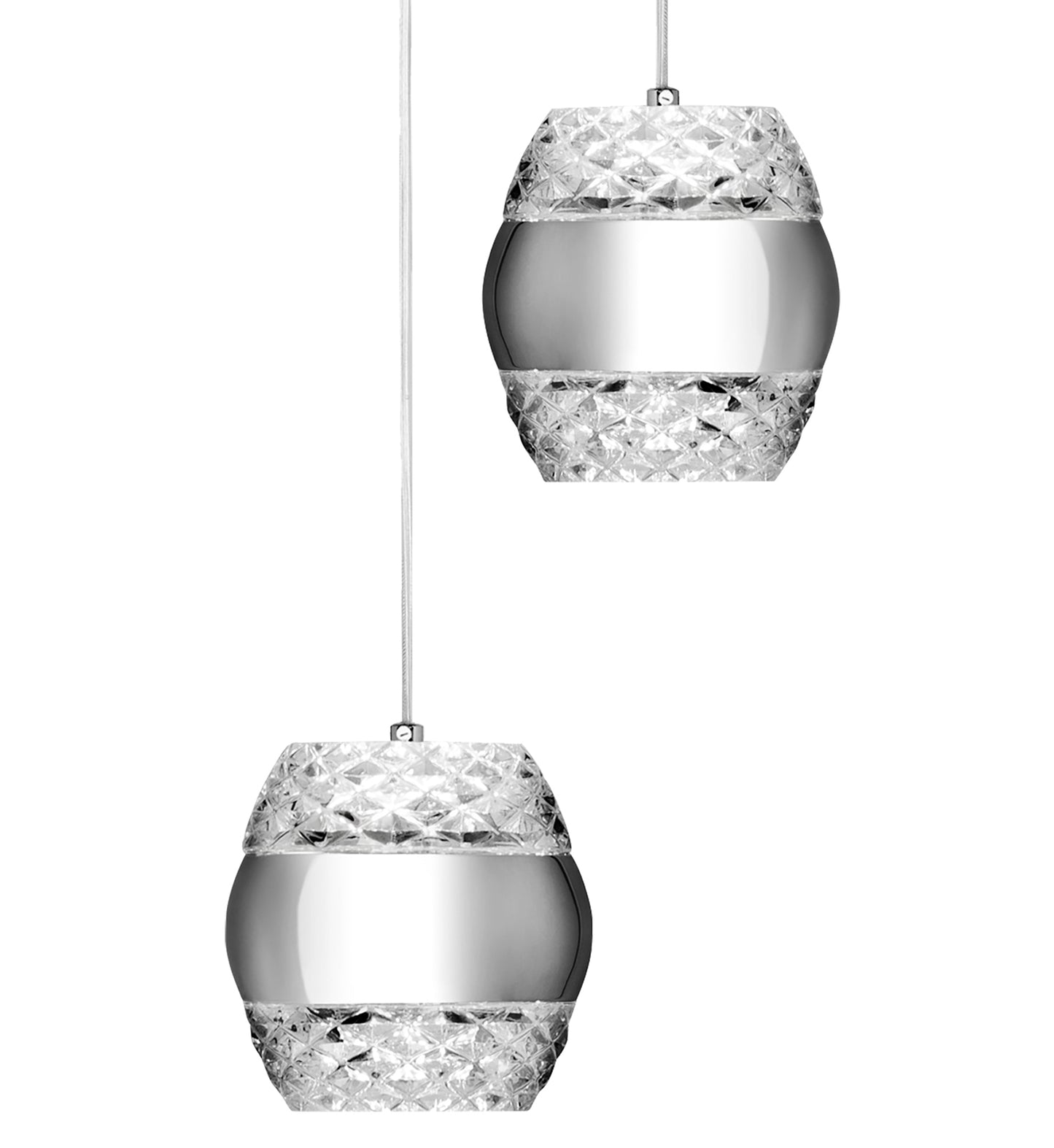 Khalifa Pendant 5 X 6W LED 3000K Line Polished Chrome / Glass, 5400lm, 3yrs Warranty by Mantra