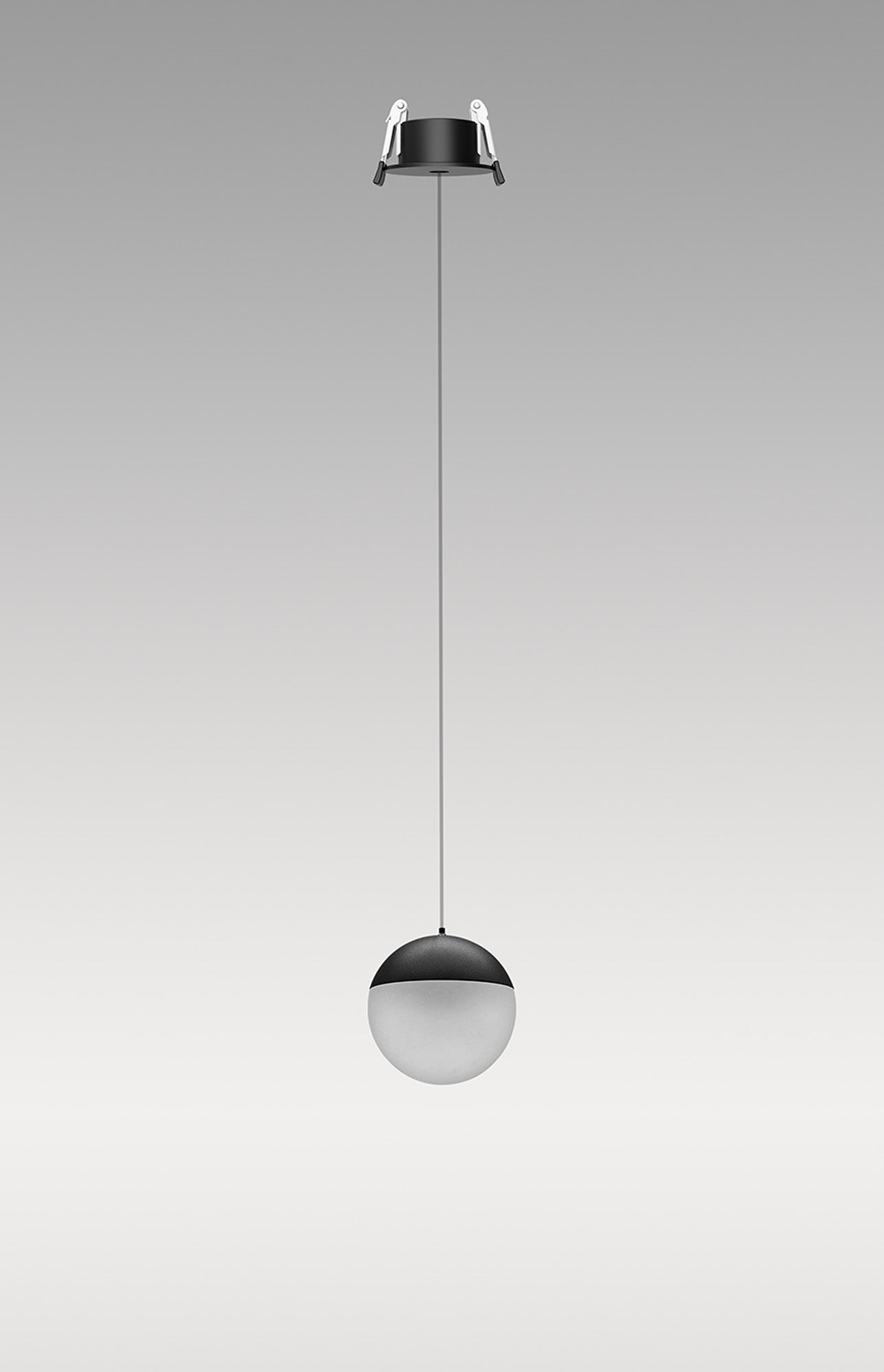 Kilda 1 Light Recessed Pendant, 10W LED, 3000K, 800lm, Black, 3yrs Warranty by Mantra