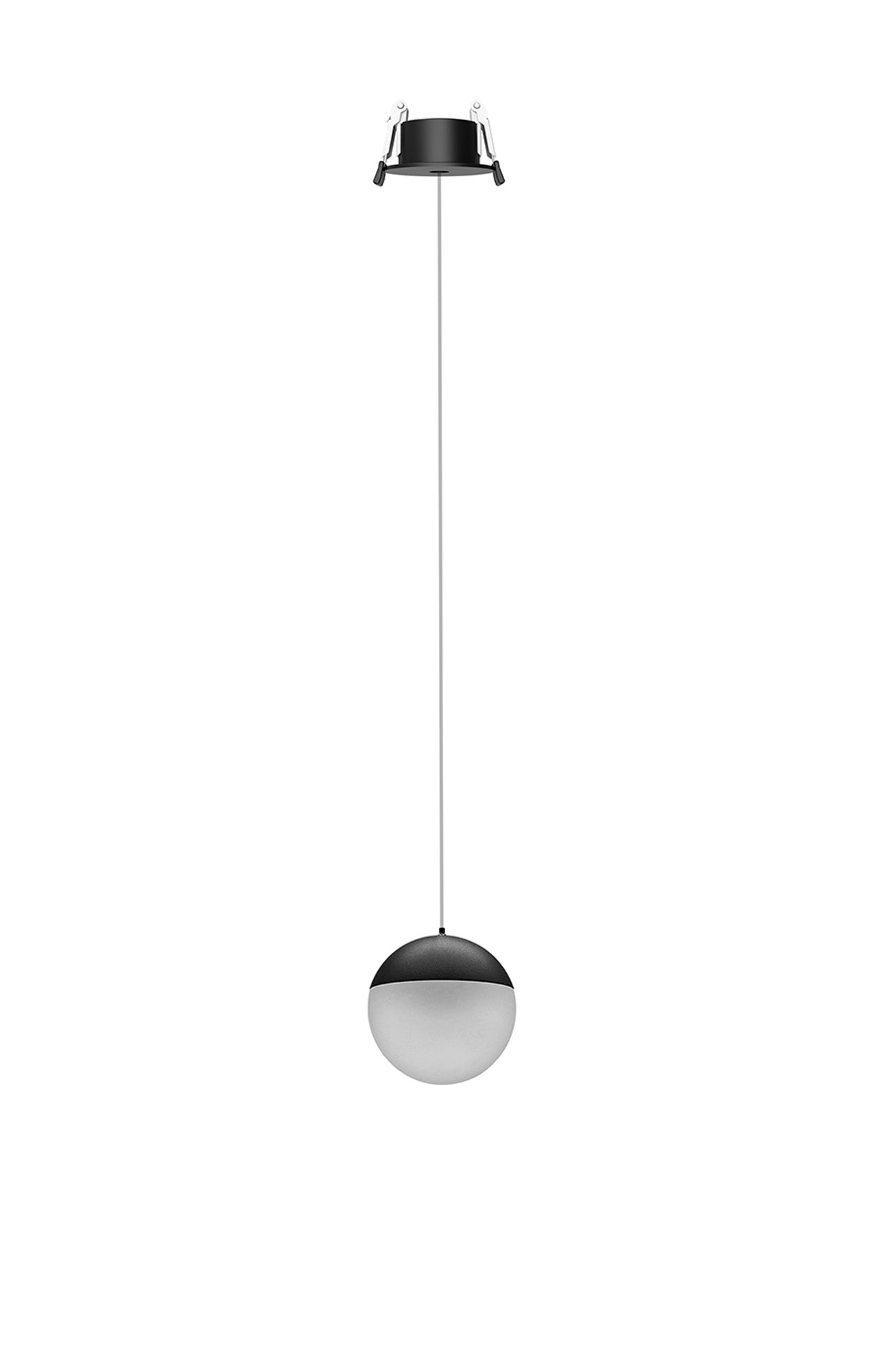 Kilda 1 Light Recessed Pendant, 10W LED, 3000K, 800lm, Black, 3yrs Warranty by Mantra