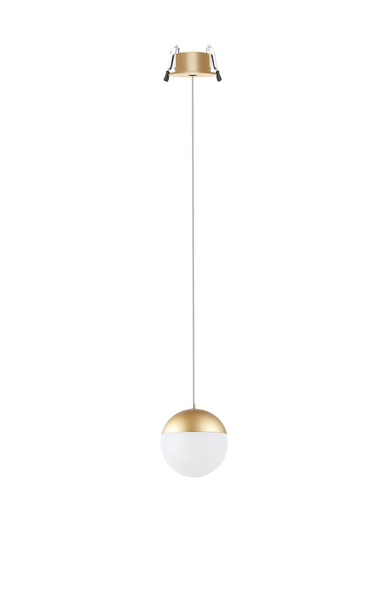 Kilda 1 Light Recessed Pendant, 10W LED, 3000K, 800lm, Gold, 3yrs Warranty by Mantra