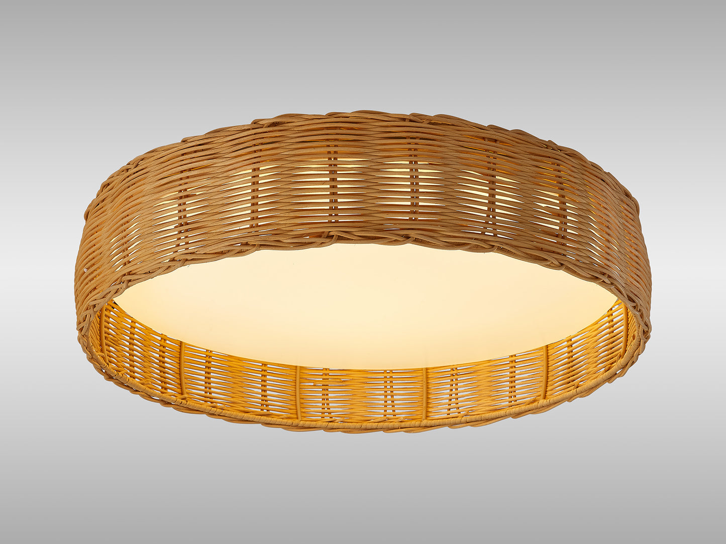 Kilimanjaro 50W LED Ceiling Light, CCT 2700/4000/5000K, 3800lm, Beige Rattan, 5yrs Warranty by Mantra