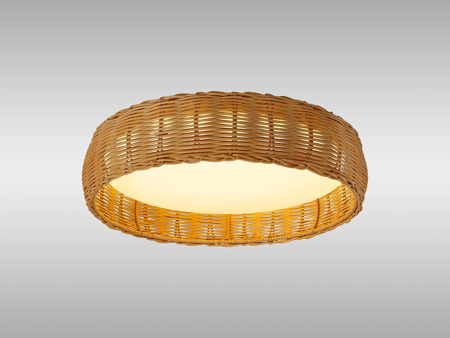 Kilimanjaro 36W LED Ceiling Light, CCT 2700/4000/5000K, 2450lm, Beige Rattan, 5yrs Warranty by Mantra