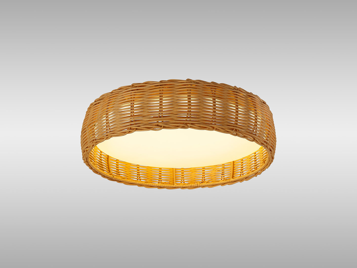 Kilimanjaro 24W LED Ceiling Light, CCT 2700/4000/5000K, 1700lm, Beige Rattan, 5yrs Warranty by Mantra