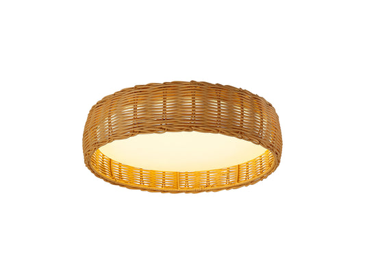 Kilimanjaro 24W LED Ceiling Light, CCT 2700/4000/5000K, 1700lm, Beige Rattan, 5yrs Warranty by Mantra