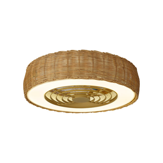 Kilimanjaro Mini 55W LED Dimmable Ceiling Light With 25W DC Reversible Fan, 3800lm, Beige Rattan, 5yrs Warranty by Mantra