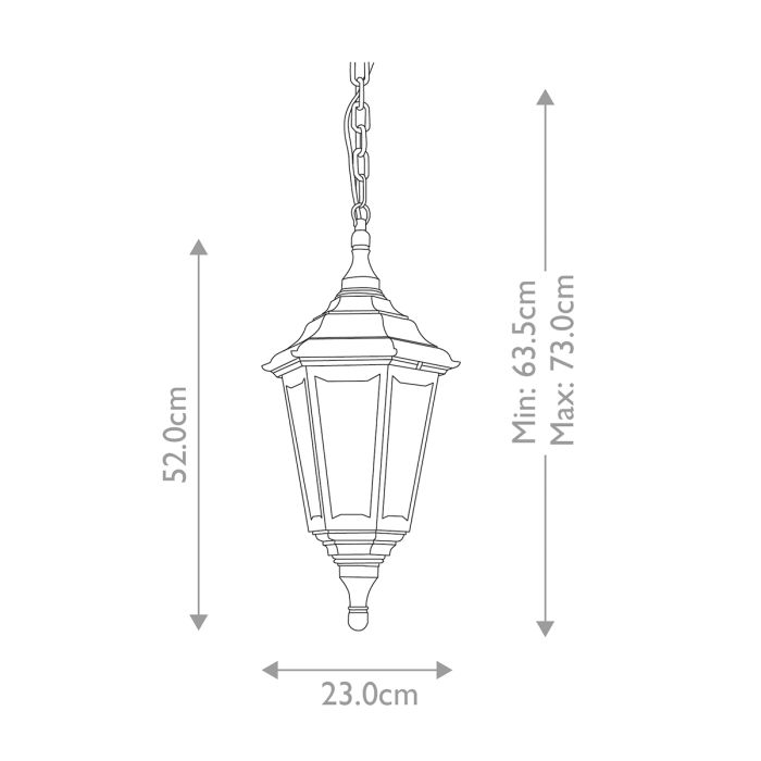 Kinsale 1 Light Chain Lantern - Black