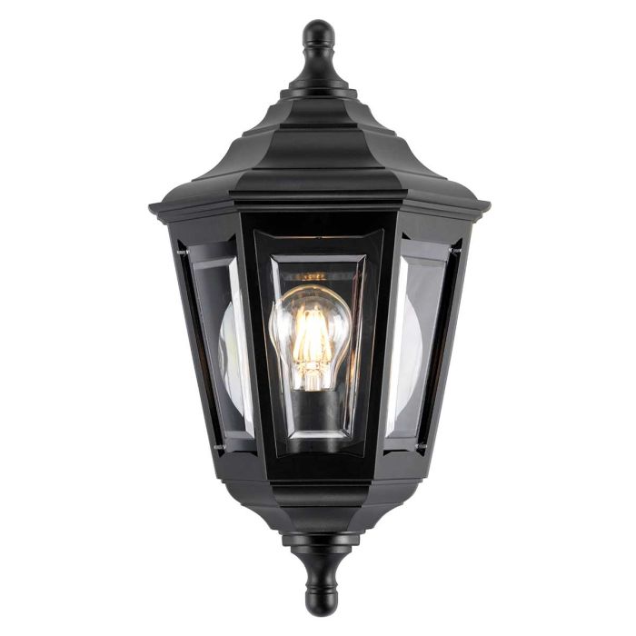 Kinsale 1 Light Flush Lantern Wall Lamp - Black