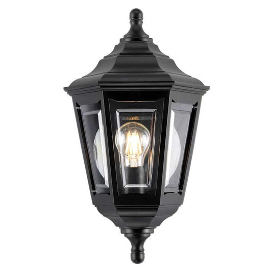 Kinsale 1 Light Flush Lantern Wall Lamp - Black