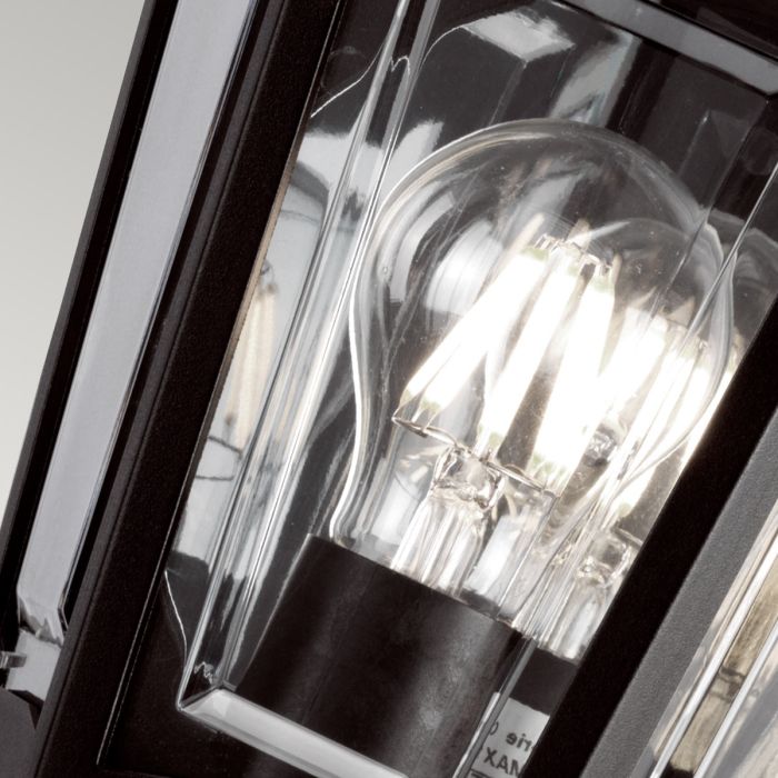 Kinsale 1 Light Flush Lantern Wall Lamp - Black