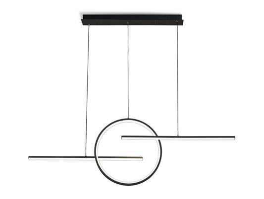 Kitesurf Centre Loop Linear Pendant, 50W LED, 3000K, 4000lm, Black, 3yrs Warranty by Mantra