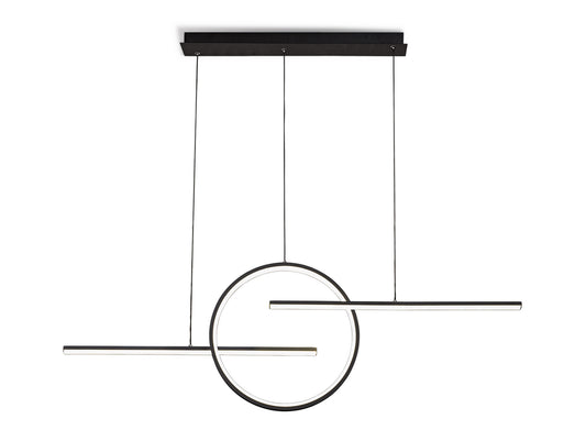 Kitesurf Centre Loop Linear Pendant Dimmable, 50W LED, 3000K, 4000lm, Black, 3yrs Warranty by Mantra