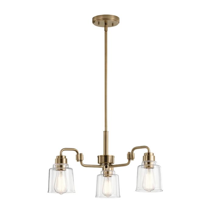 Aivian 3 Light Chandelier - Weathered Brass