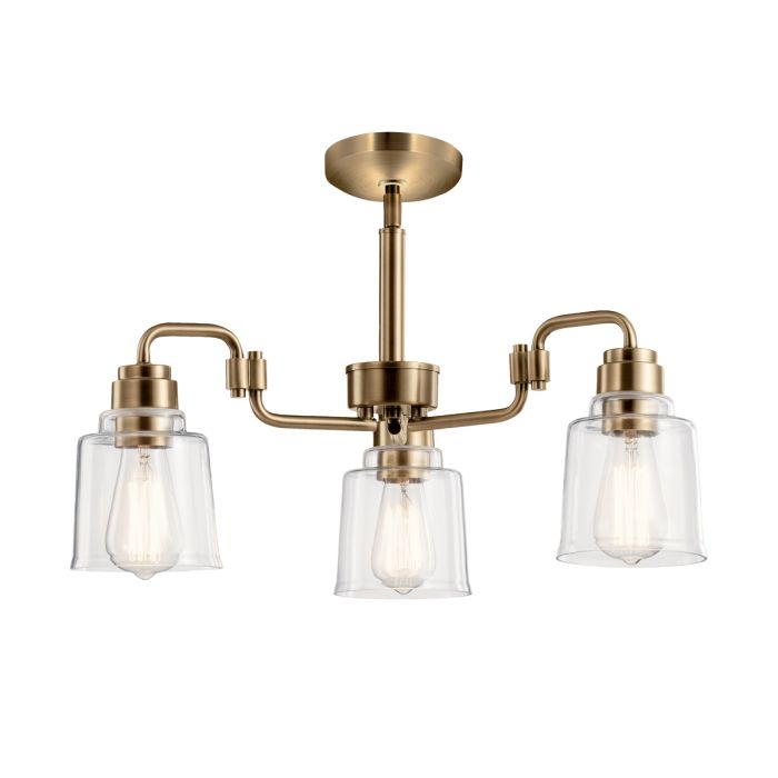 Aivian 3 Light Chandelier - Weathered Brass