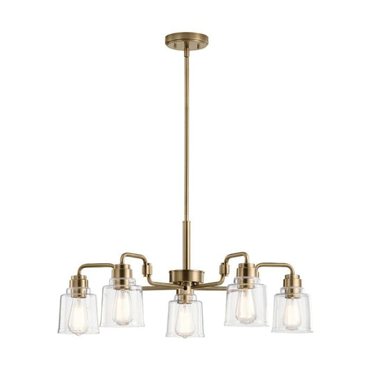 Aivian 5 Light Chandelier - Weathered Brass