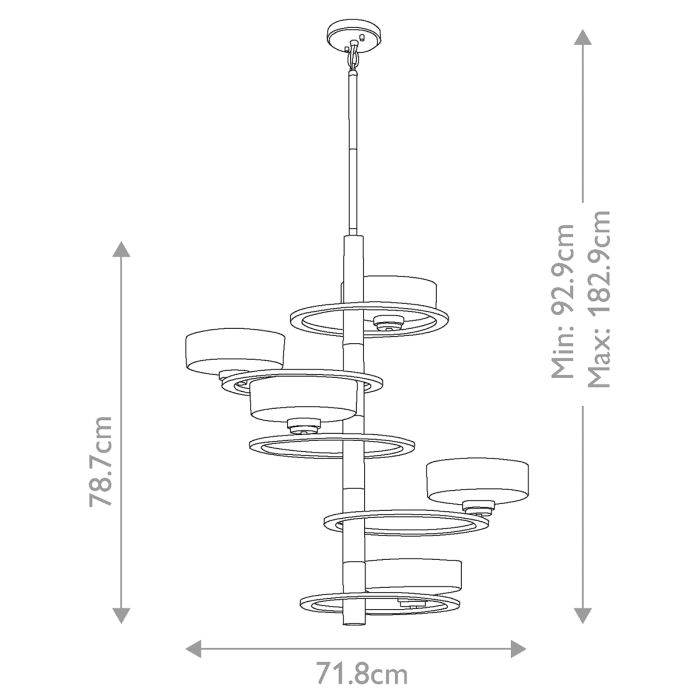 Aleeka 5 Light Tall Chandelier - Classic Pewter