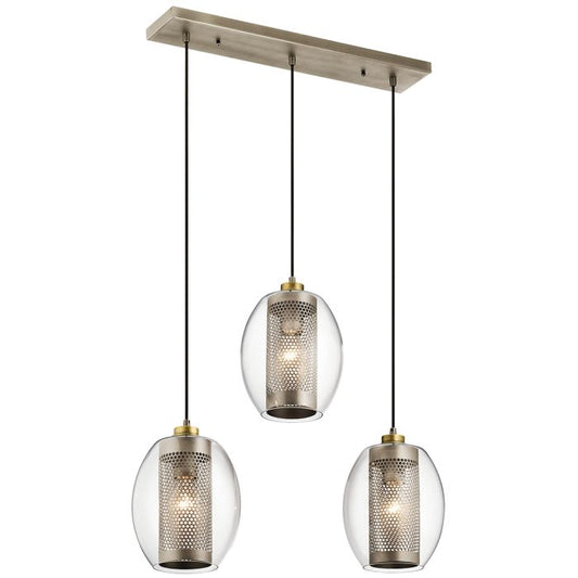 Asher 3 Light Pendant Rectangle - Antique Pewter